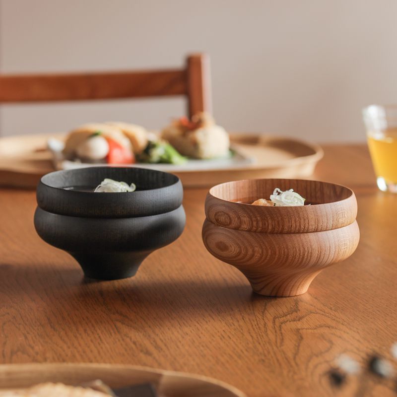 汁椀 TSUMUGI 瓢型 プレーン ブラック ひさご 天然木 欅 けやき 日本製