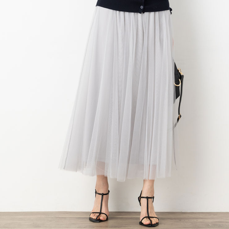 SALE30) (M〜L)二重 重ね チュール 無地 10枚 はぎ ギャザー フレア