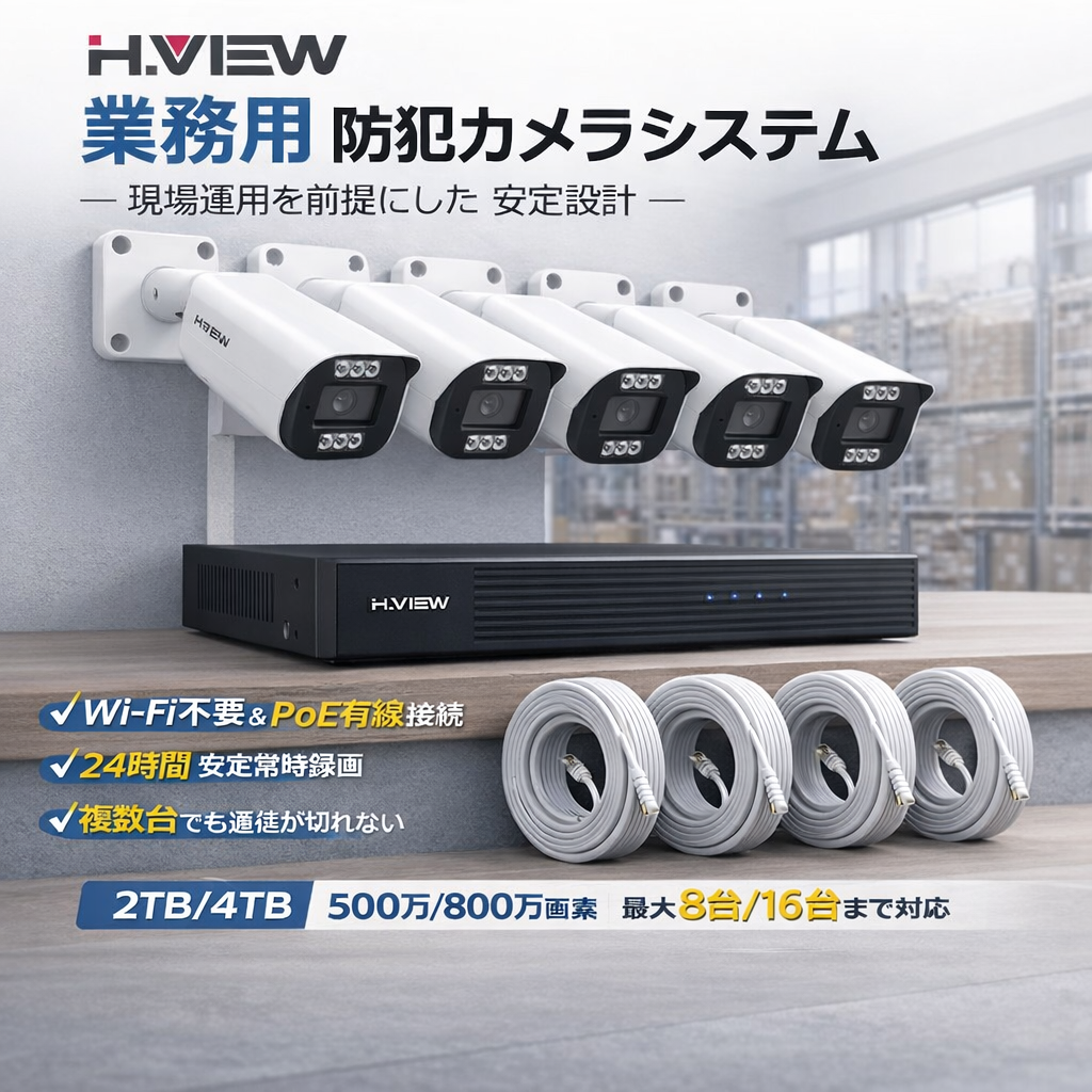 H.VIEW 防犯カメラ 800万画素 1〜8台選択可 業務用 ネットワークカメラ
