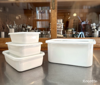 野田琺瑯 レクタングル 深型M シール蓋付 保存容器 ホーロー ホワイト