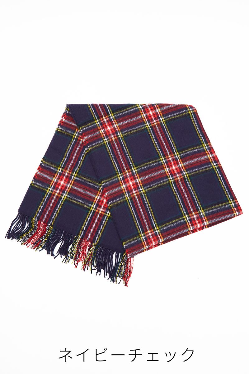 an meets zakka バリエーションタータンチェック大判ファー混マフラー