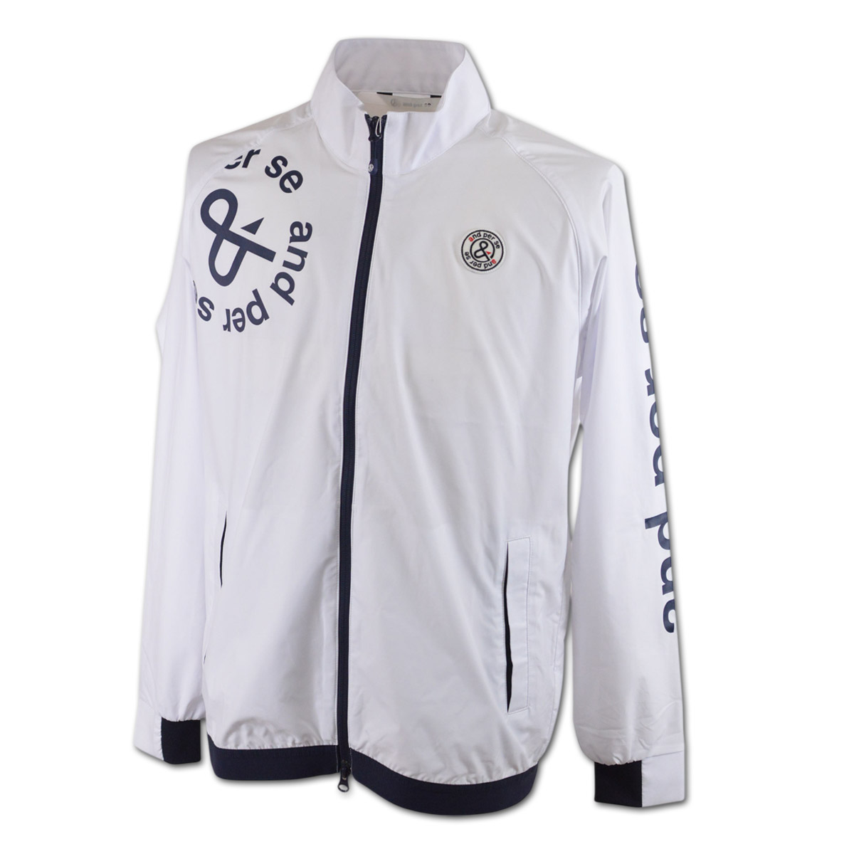 and per se（アンパスィ） ブルゾン ゴルフウェア メンズ 春夏用 白 紺