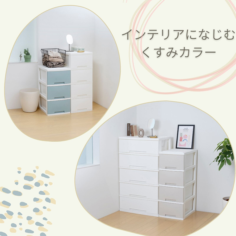 ニューライフスリム 収納ボックス 4段 キャスター付き グリーンパル