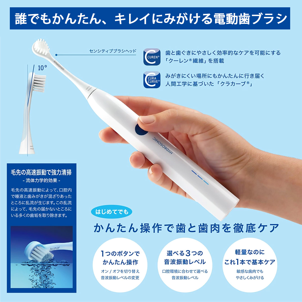 CURAPROX（クラプロックス） 電動 歯ブラシ HYDROSONIC EASY ハイドロ