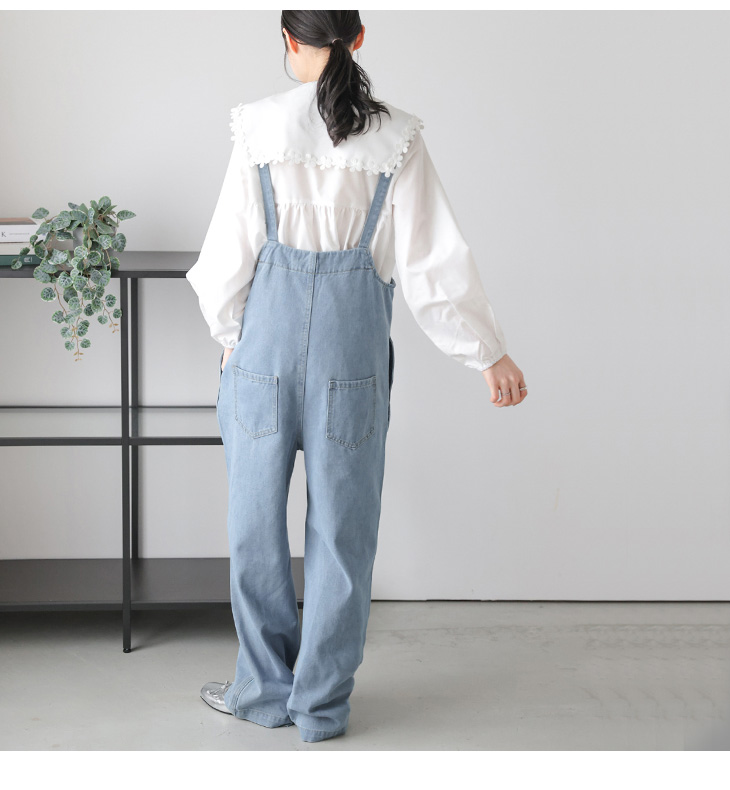 フロントジップ デニム オーバーオール サロペット レディース