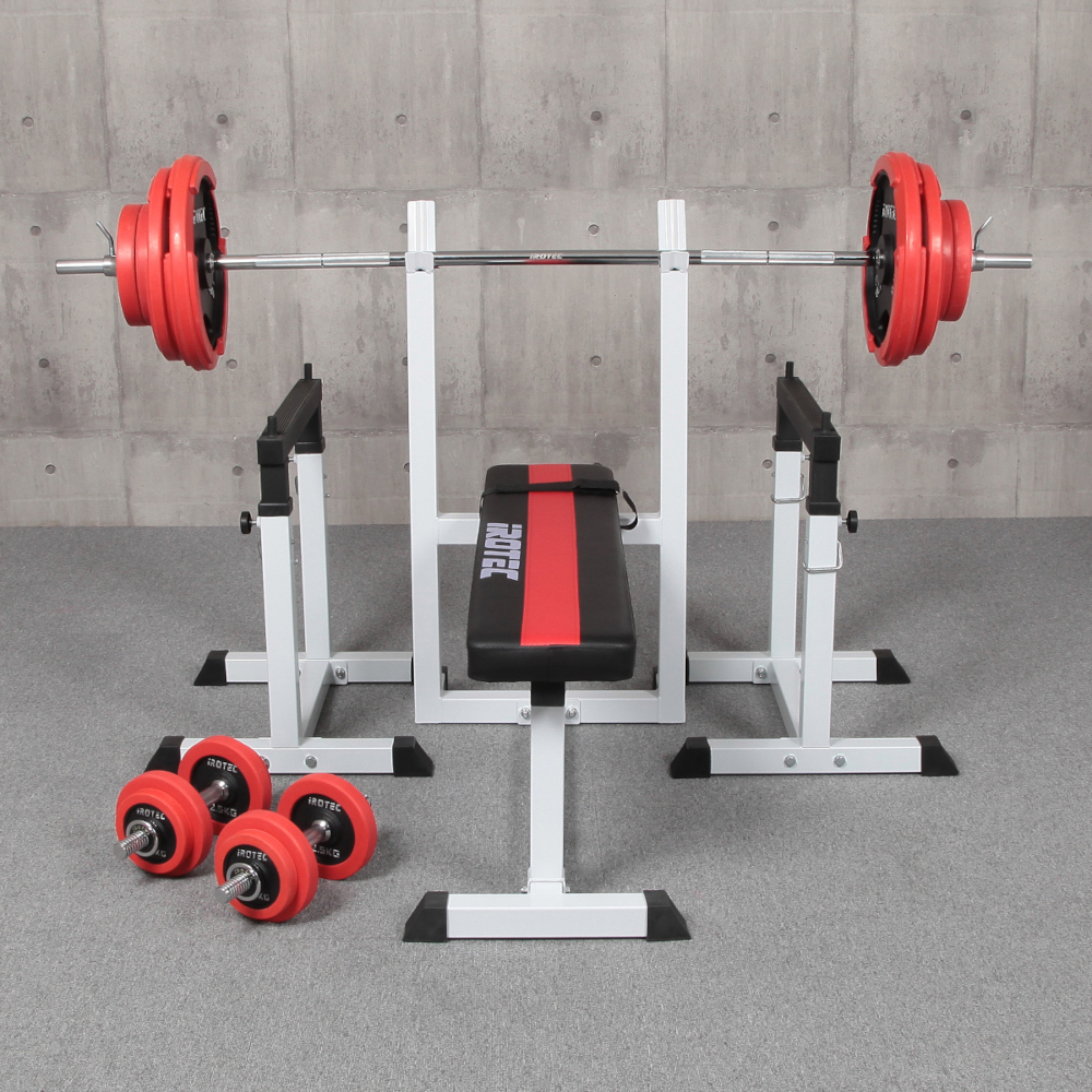 ストレングスセットR100K プレスベンチ + ラバーバーベルダンベル100kg