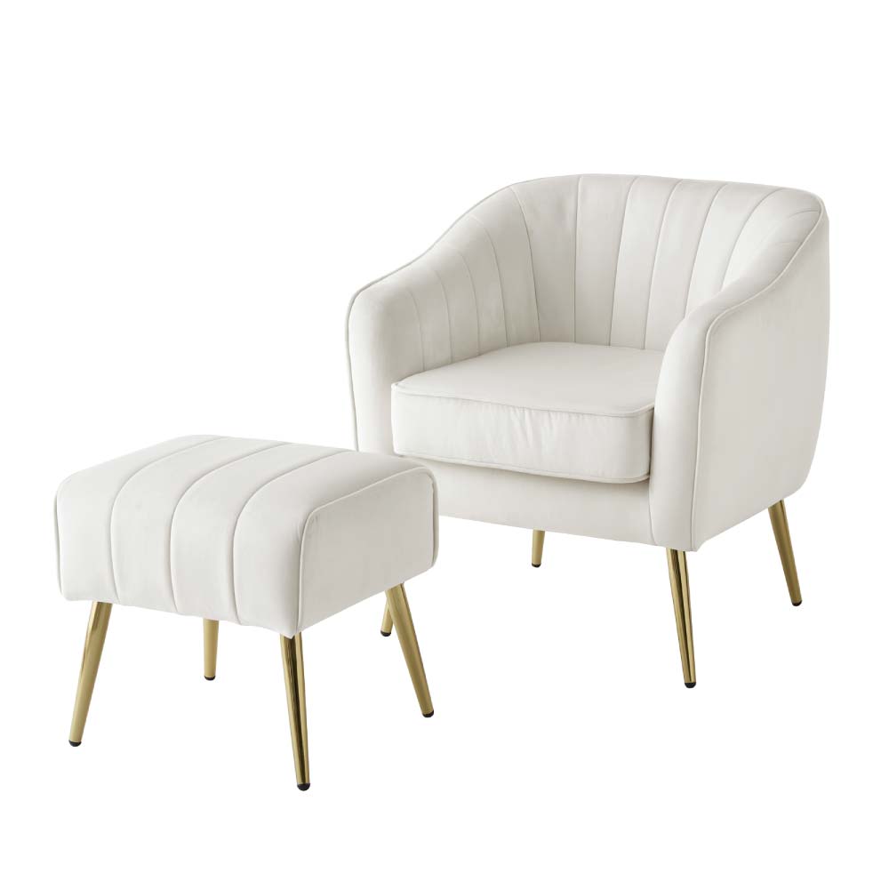 ASHEL 1人掛けソファ オットマン付 ソファー ベロア 金脚 おしゃれ