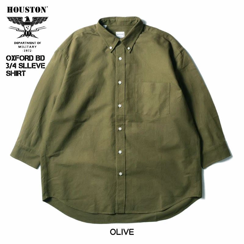 HOUSTON（ヒューストン） オックスフォード ボタンダウン 7分袖シャツ