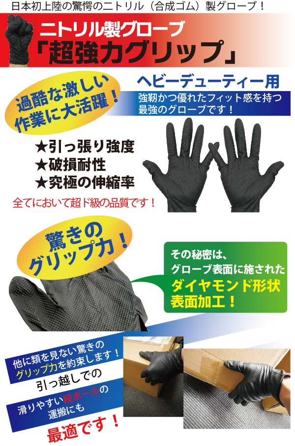 お試し少量セットニトリルグローブ【超強力グリップ】 S M L（選択