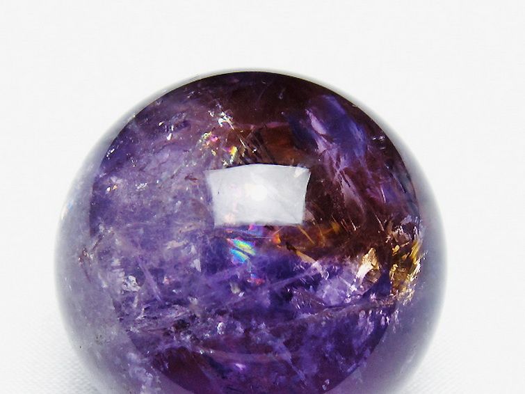 M-7天然アメトリン丸玉 トラピチェアメジストスフィア虹入り 天然石