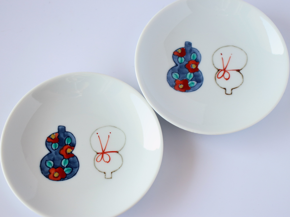 伊万里ひょうたん 3寸皿 10cm 徳七窯 徳永製陶所 伊万里焼 瓢箪 お祝い