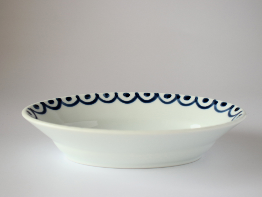 オランダ苺 波彫皿 徳七窯 徳永製陶所 楕円鉢 大 伊万里焼 おしゃれ