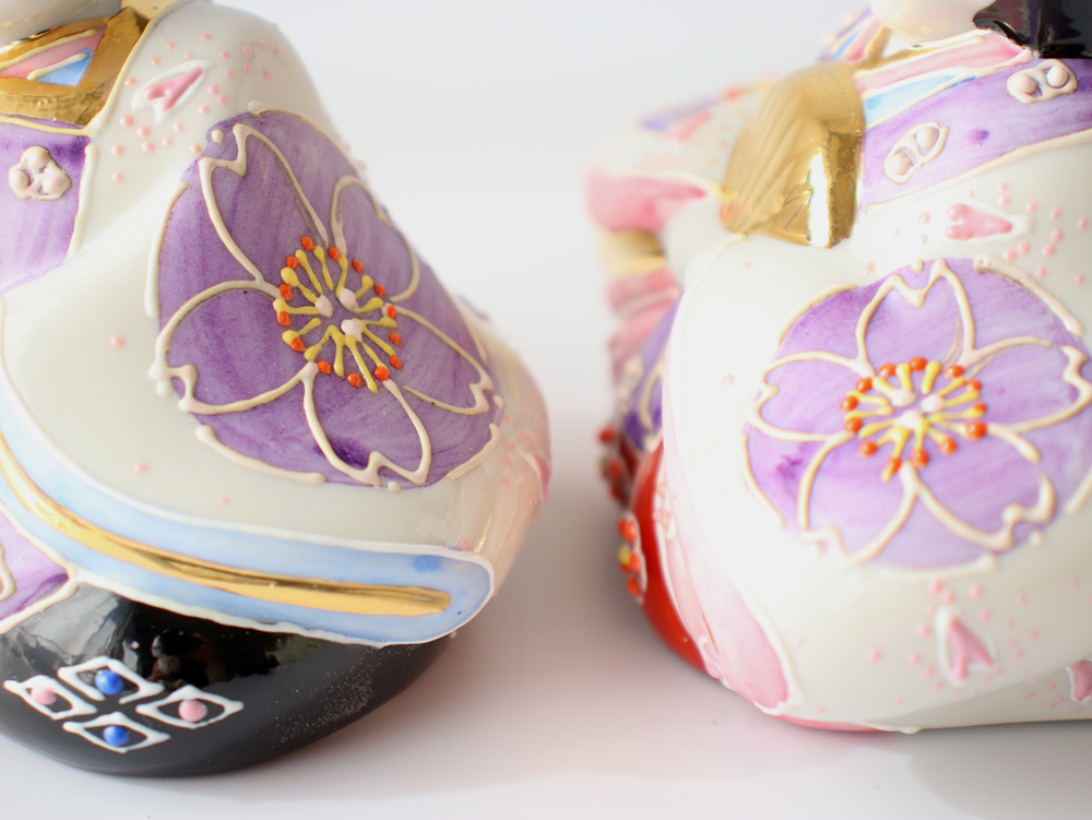 九谷焼 3号雛人形 花むらさき 親王飾り コンパクト おしゃれ 平飾り 二