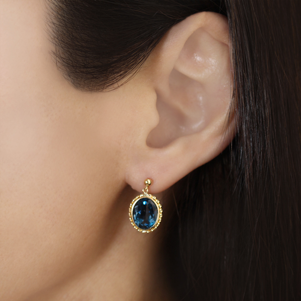 ピアス ロンドンブルートパーズ k18 18k 18金 イエローゴールド