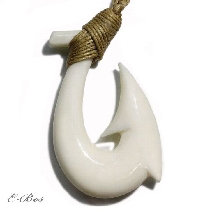 ハワイアンジュエリー ボーンカービング フィッシュフック ネックレス