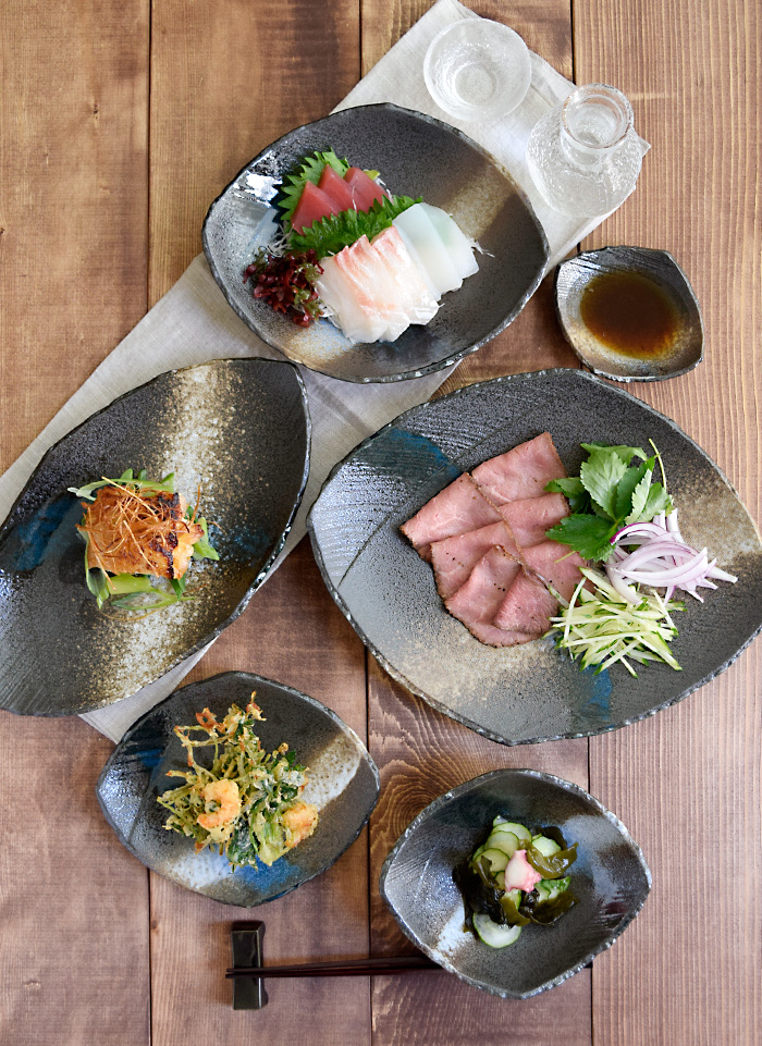 爆買和食器 小鉢 変形菱型 黒海 お皿 ボウル 深皿 鉢 取り皿 取り鉢 鍋