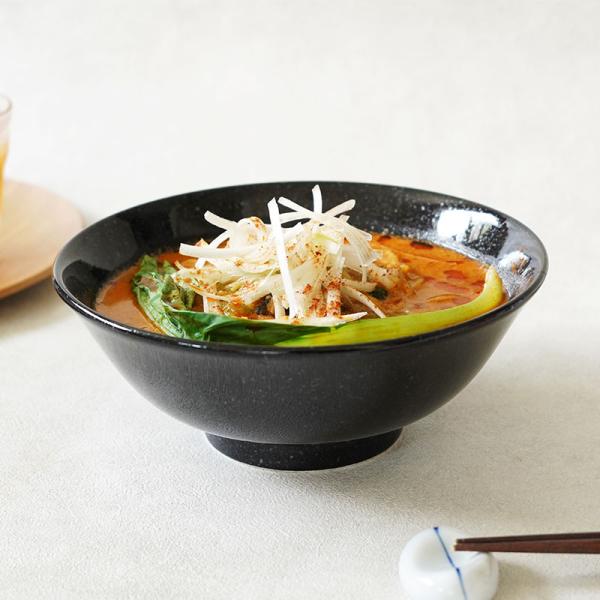 ラーメンどんぶり 19.5cm 1070cc 反高台 黒御影 丼ぶり 丼 麺鉢 ボウル