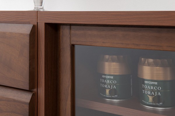 キャビネット ガラス扉 ダークブラウン 引き戸 薄型 省スペース 幅90