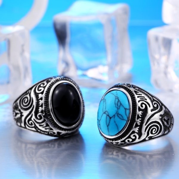 ターコイズ リング ステンレスリング メンズ オニキス 全2色 av2
