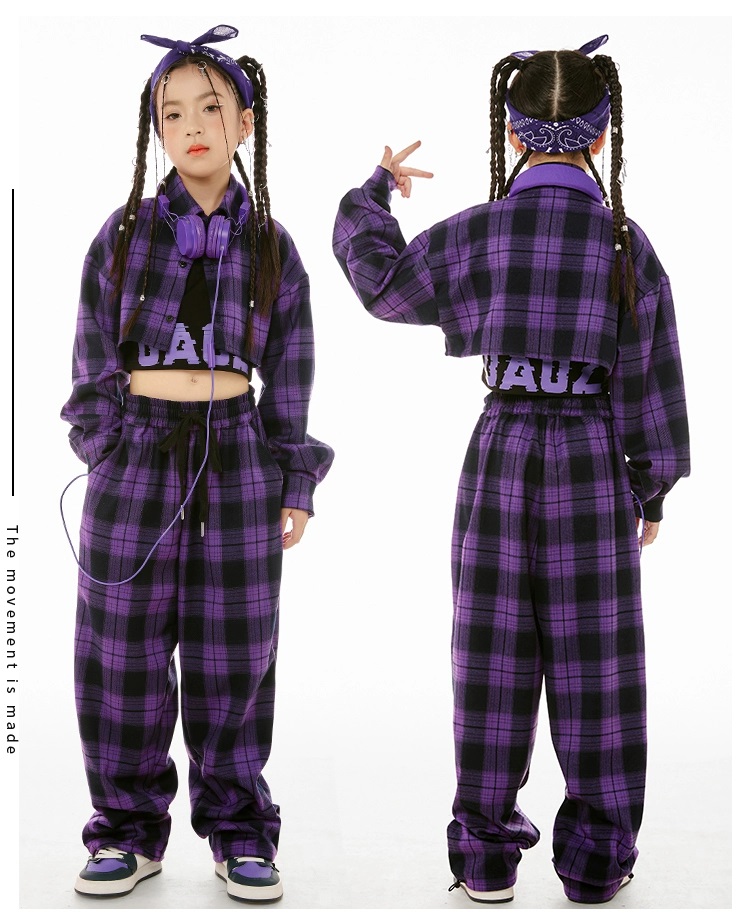 キッズダンス衣装 セットアップ ガールズ ヒップホップ 衣装 チェック