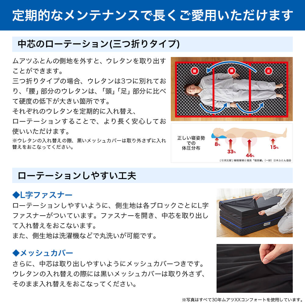 西川（nishikawa） マットレス シングル 折りたたみ 三つ折り ムアツ