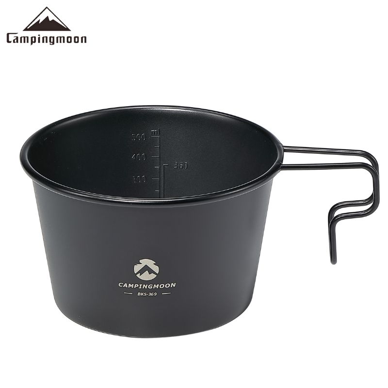 CAMPINGMOON シェラカップ 深型 ブラック 黒 600ml 直火 ステンレス