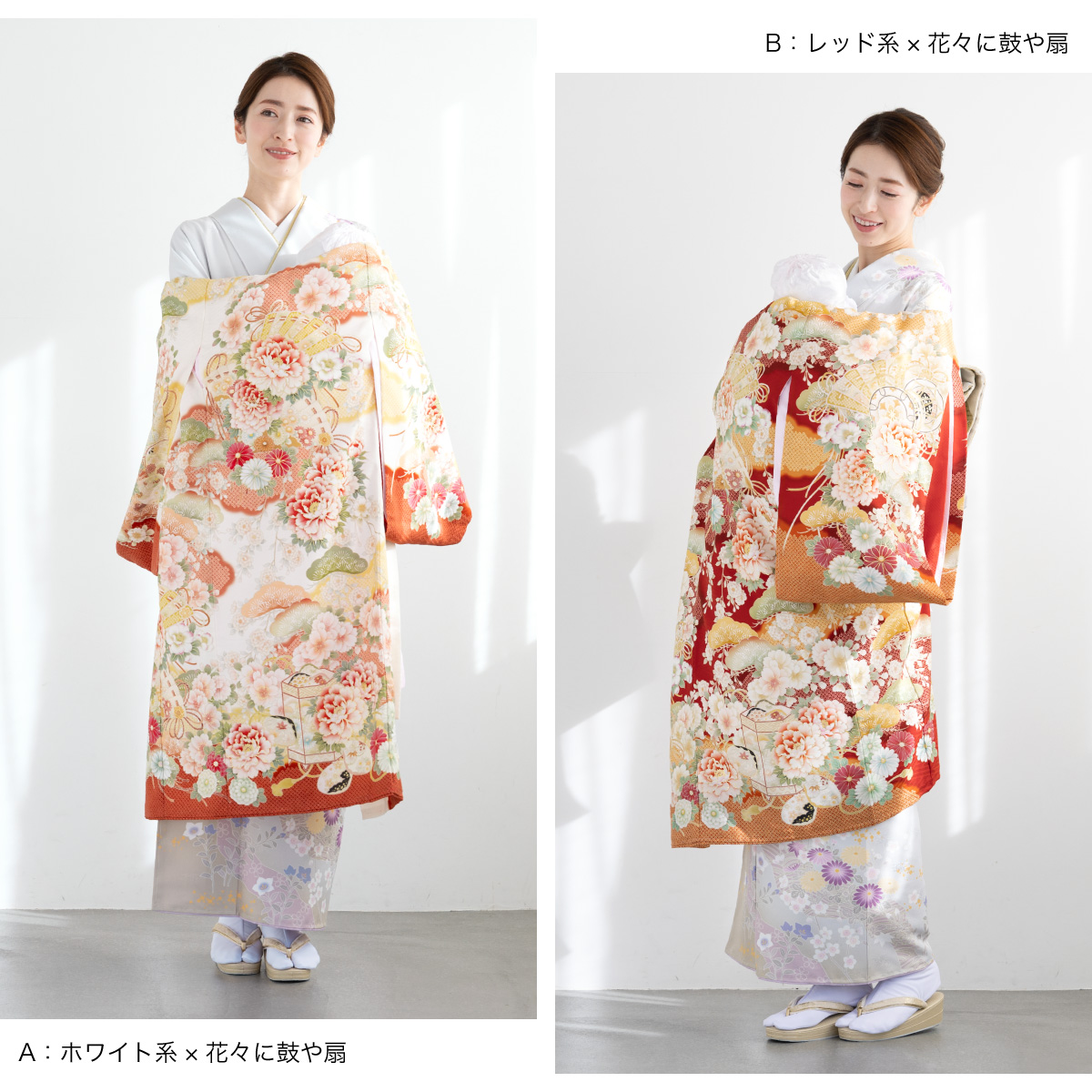 SOUBIEN（創美苑） 初着 産着 女の子 販売 赤 白 華徒然 花 桜 牡丹 鼓