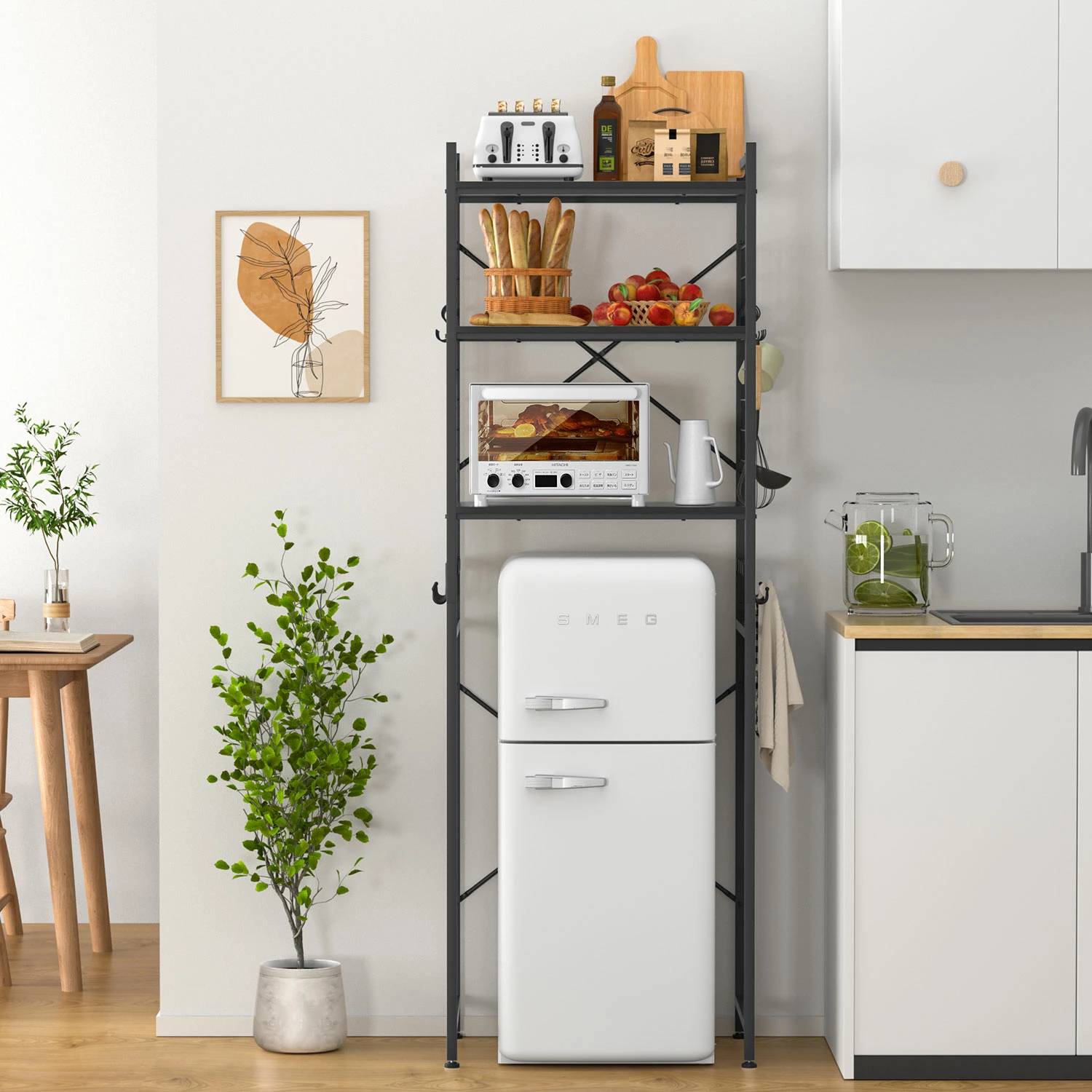 冷蔵庫ラック ゴミ箱上ラック 幅60×奥行40×高さ180cm キッチンベイカー