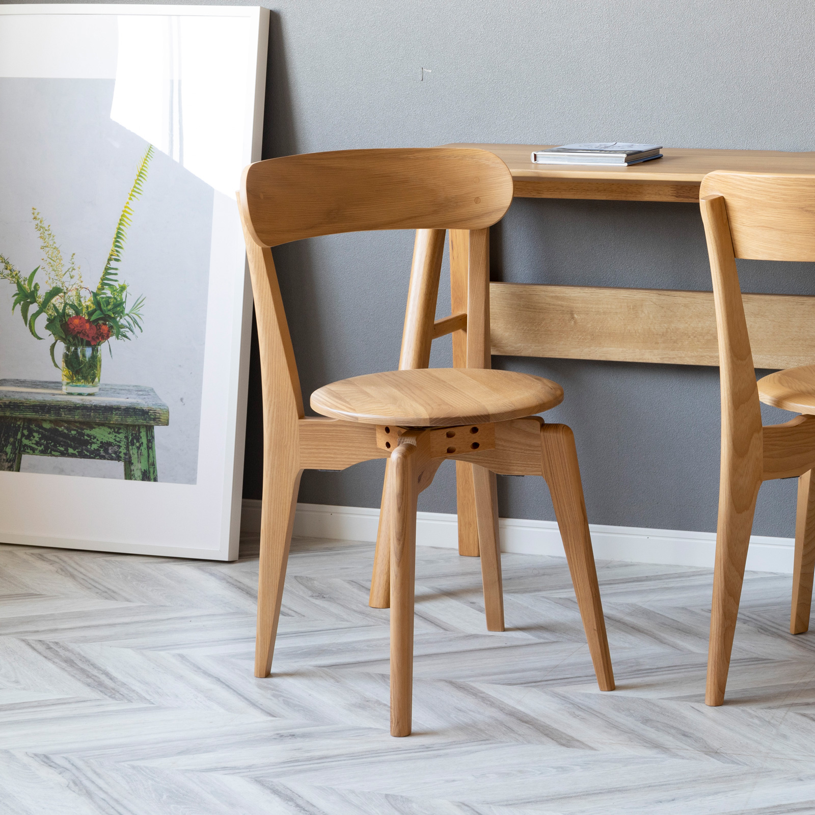 シギヤマ家具工業 ダイニングチェア 2脚セット 回転 北欧 木製 チェア