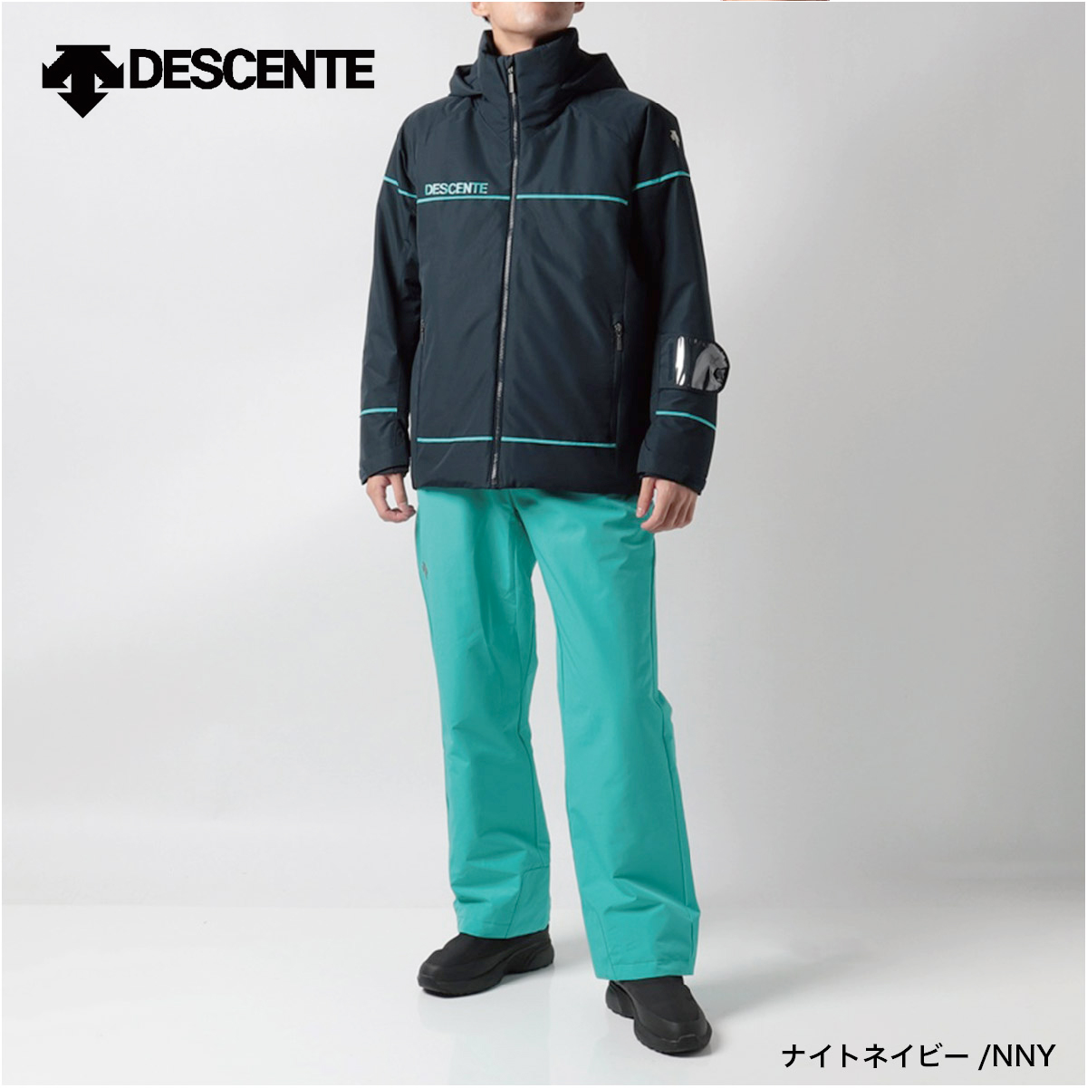 DESCENTE スキーウェア ネイビー/ライムグリーン デサントスキーウエア上下