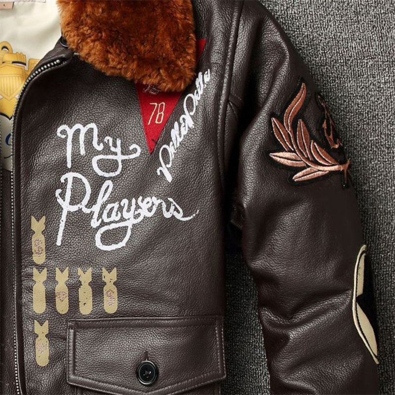 本革ジャケット 刺繍 牛革 空軍服 牛革ジャケット フライトジャケット