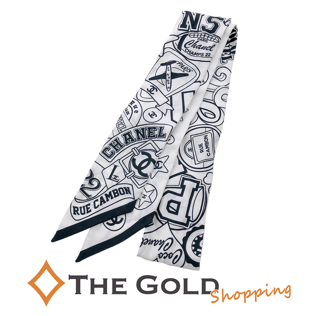 CHANEL（シャネル） リボンスカーフ 120cm シルク100% ブラック
