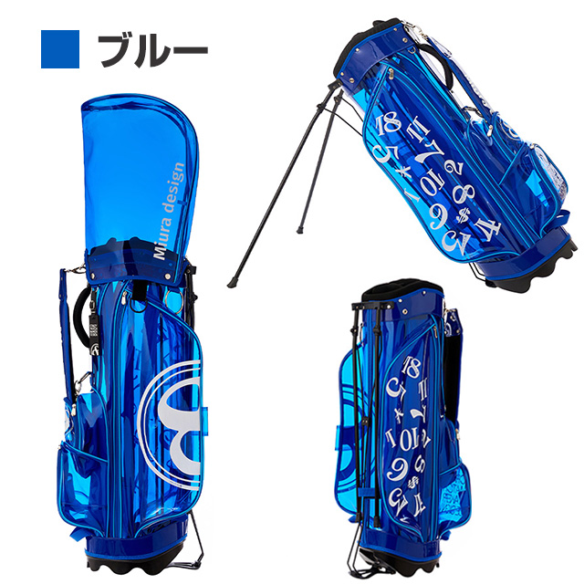 フランク三浦 スケルトン キャディバッグ 9インチ ブルー オレンジ