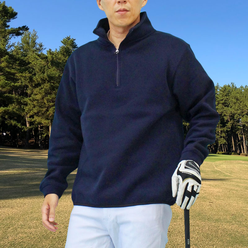 ゴルフウェア メンズ ゴルフ トレーナー 裏起毛 スウェット ハーフ