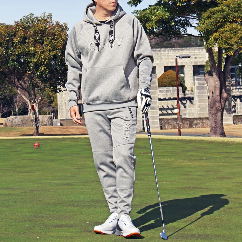 ゴルフウェア メンズ 上下セットアップ プルパーカー トレーナー