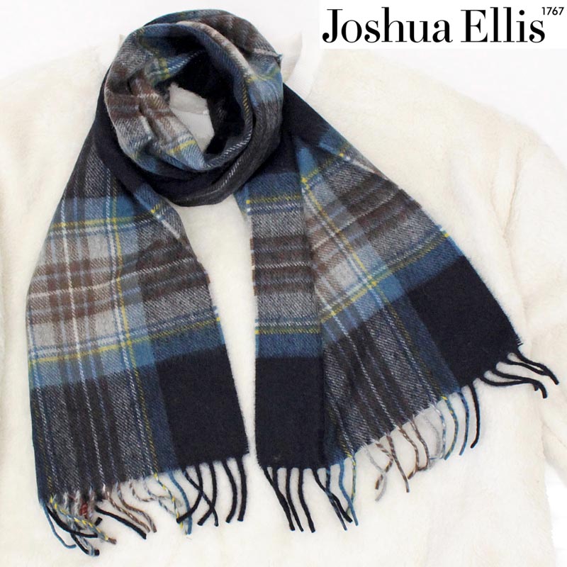 Joshua Ellis（ジョシュアエリス） 無地 チェック カシミヤマフラー