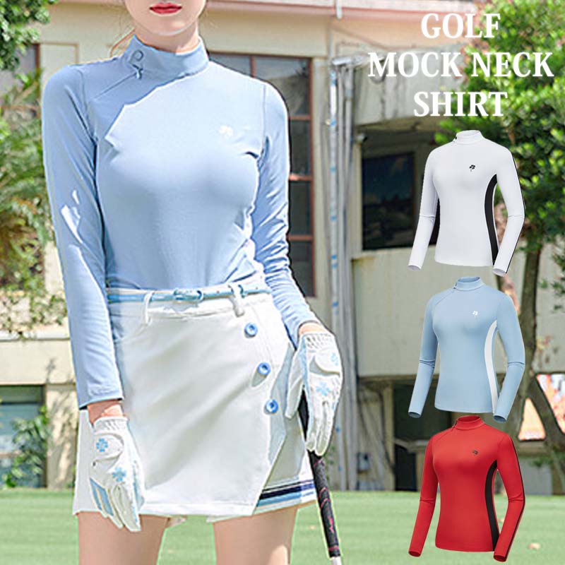 ゴルフウェア レディース ゴルフ 変形モックネック ポロシャツ