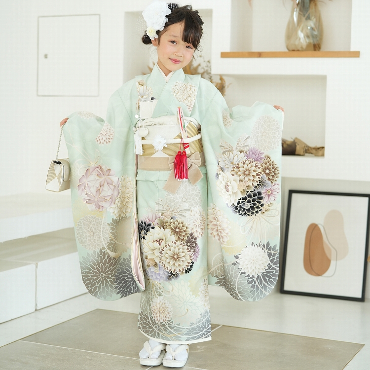 レンタル 七五三 着物 7歳 セット JAPAN STYLE レトロモダン系 花柄