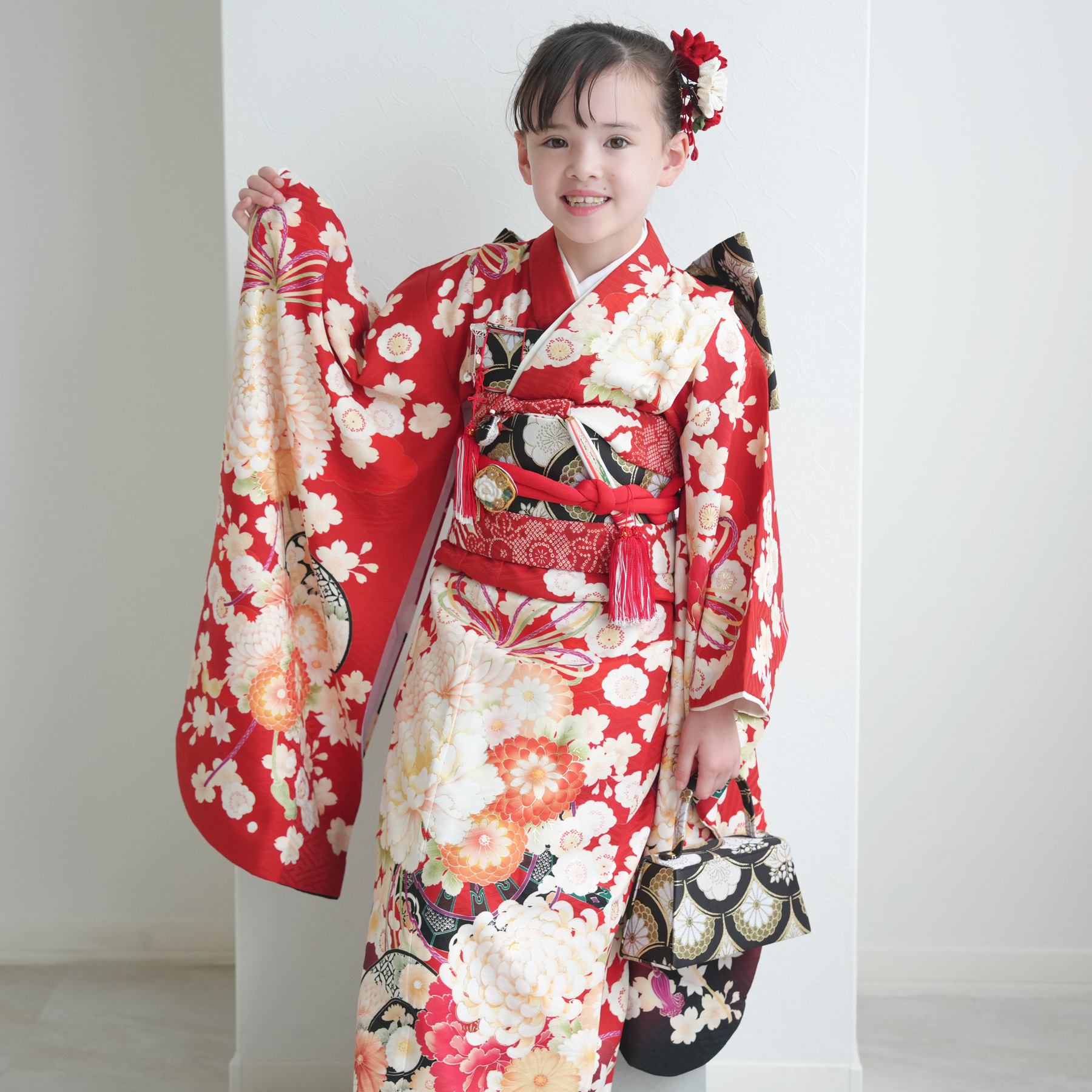 レンタル 七五三 着物 7歳 華徒然 女の子 四つ身 絵羽 古典花結びに