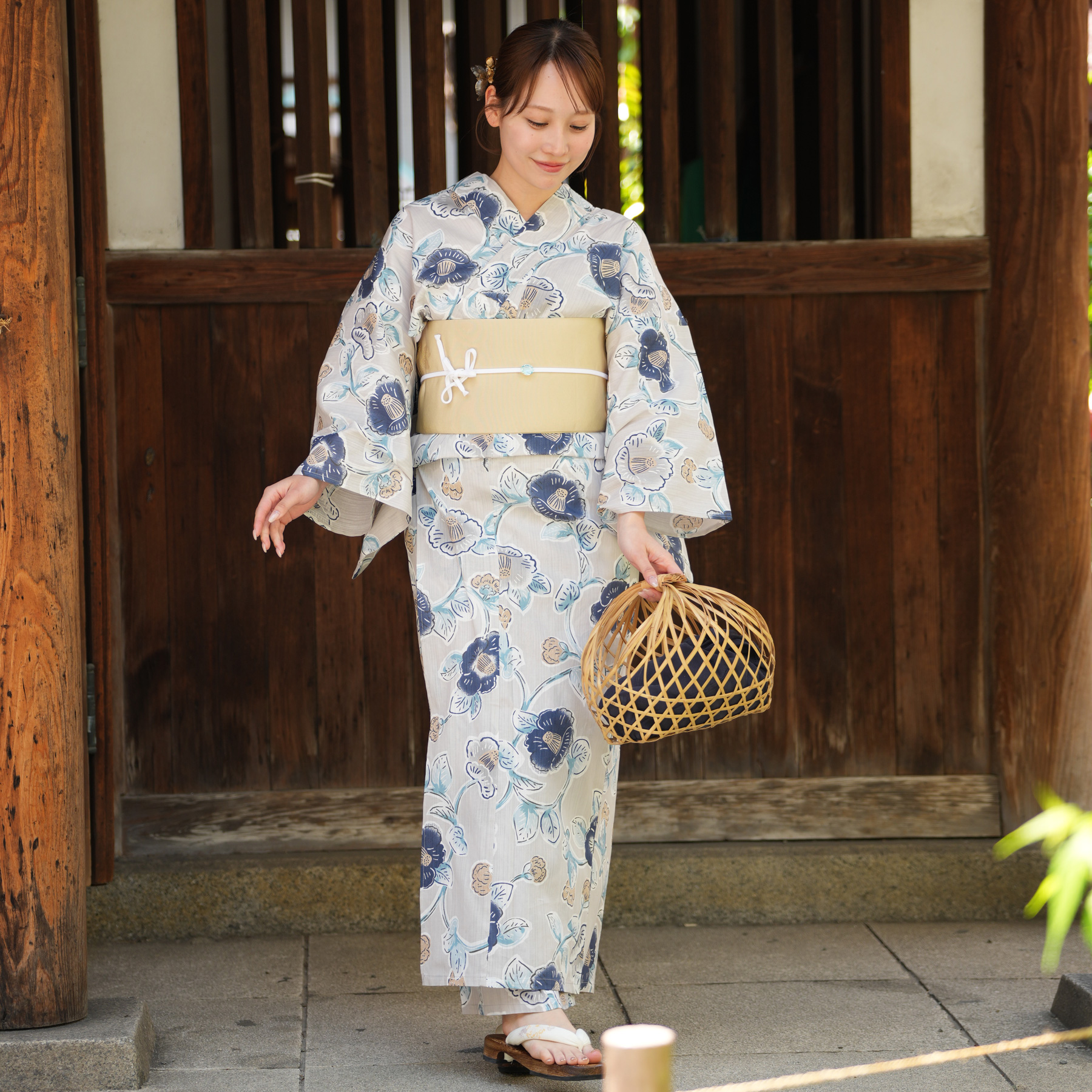 utatane 浴衣 レディース セット 高級変わり織 浴衣3点セット 薄グレー