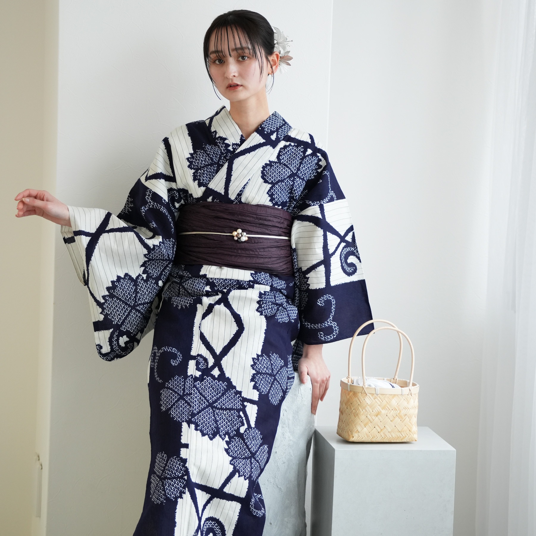 utatane 浴衣 レディース セット utatane×注染工房 浴衣3点セット 等間