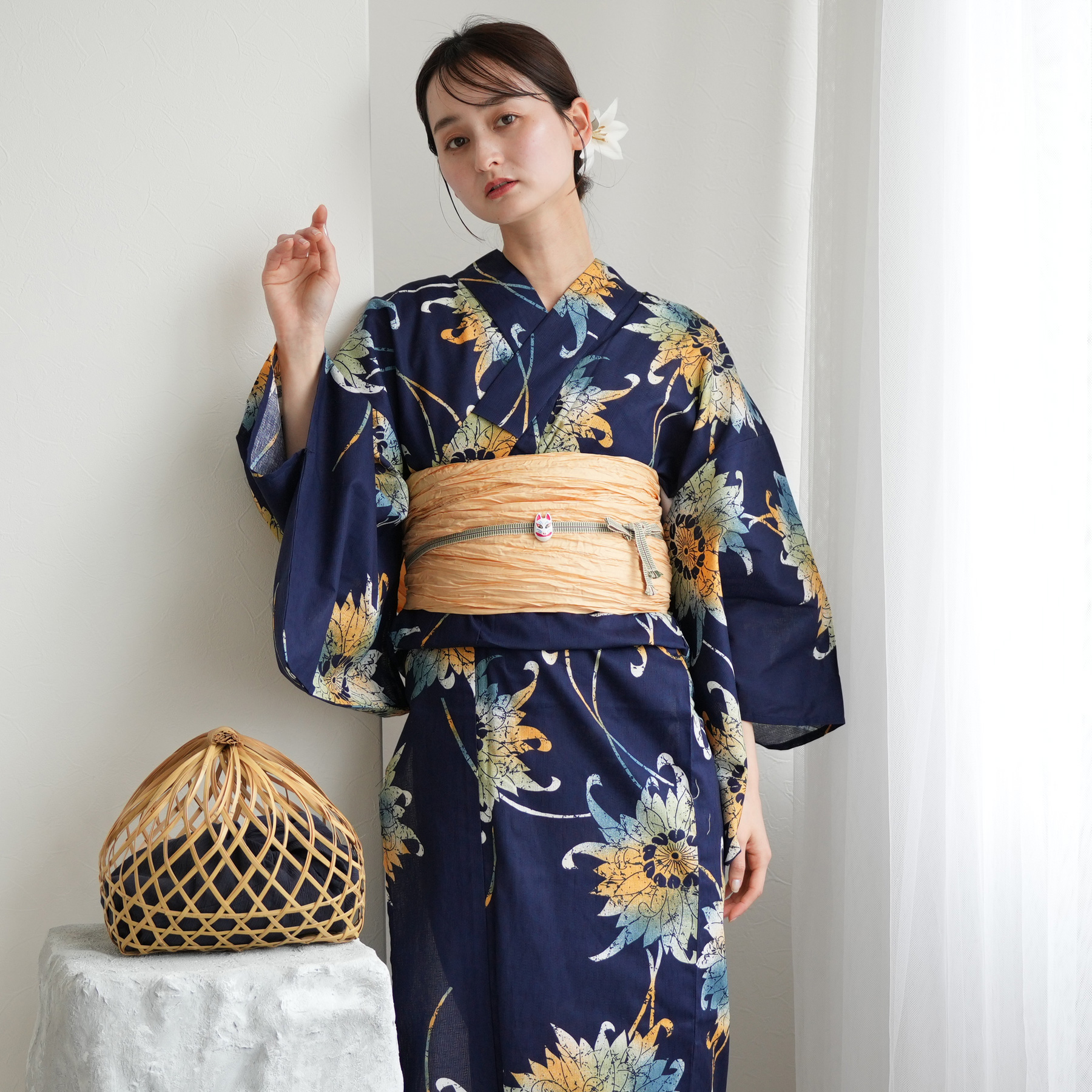 浴衣 レディース セット ニコアンティーク 高級変わり織 浴衣3点セット