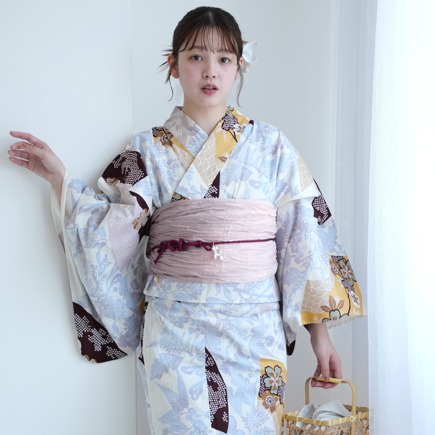 utatane 浴衣 レディース セット セパレート 二部式浴衣3点セット 山吹