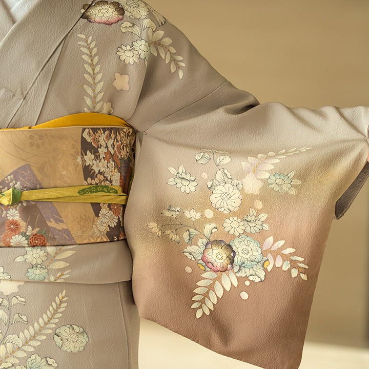 レンタル フルセット 高級正絹 訪問着 HO-FU315 白藤色 辻が花 結婚式