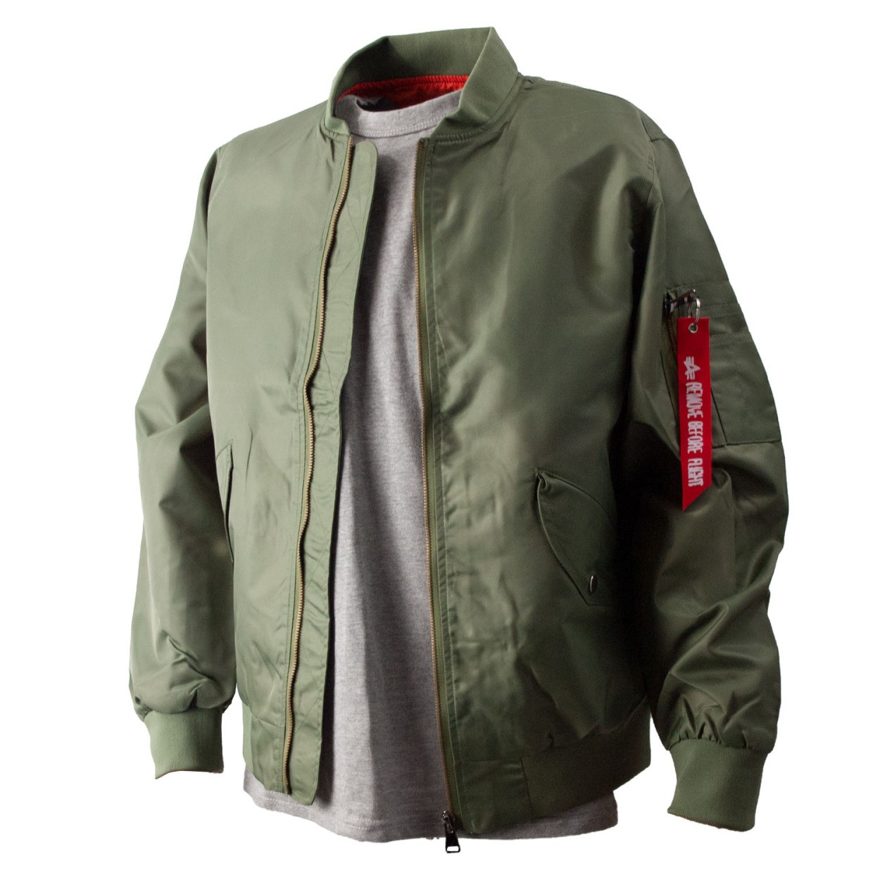 薄手 MA-1 春夏秋用 フライトジャケット アーミーグリーン＆ブラック