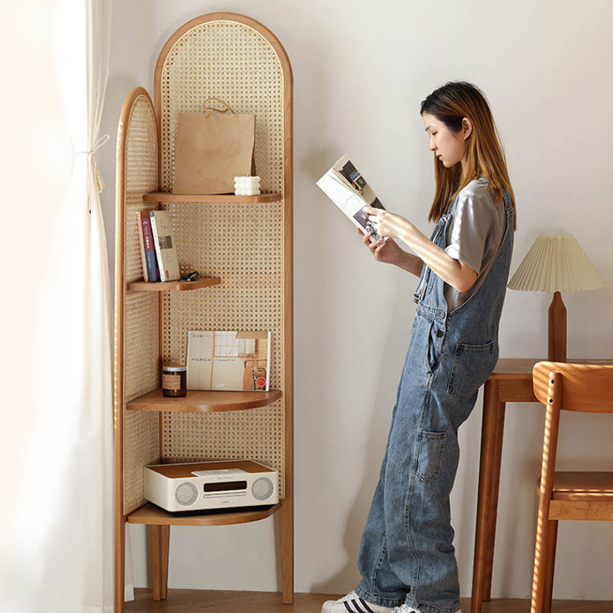 VeroMan コーナーラック ラタン 多目的 ラック 角棚 ディスプレイ 収納