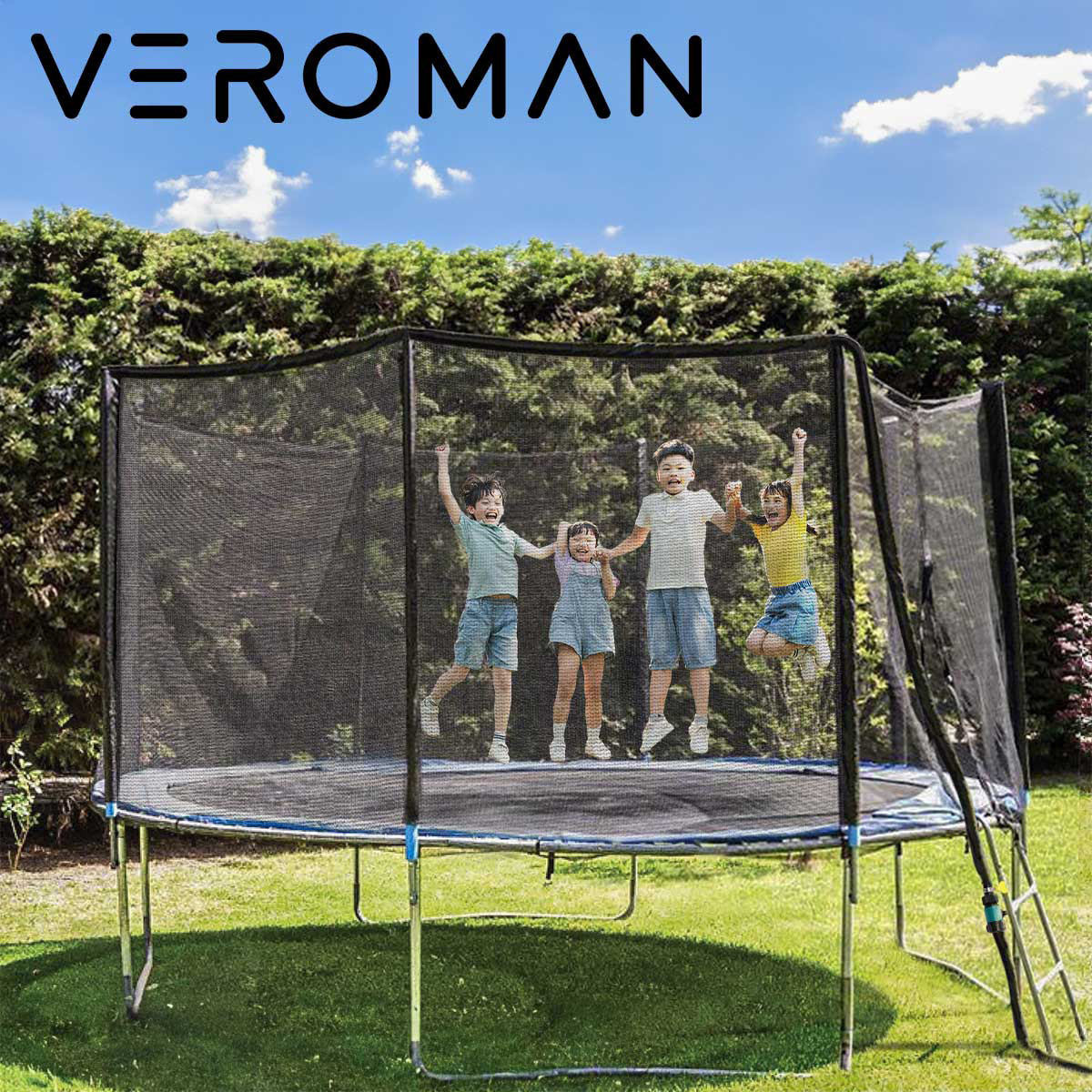 直径3.6m] VeroMan 大型 トランポリン 保護ネット付き フィットネス 高