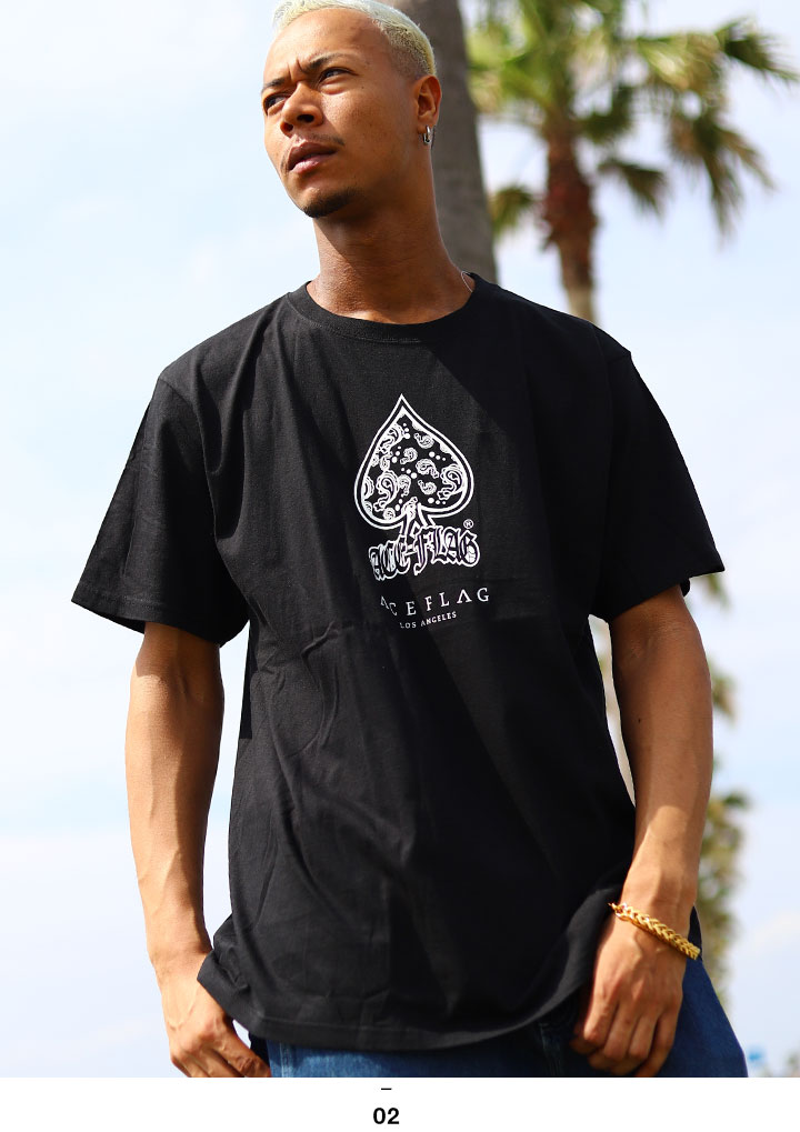 ACEFLAG（エースフラッグ） ACEFLAG Tシャツ 半袖 春夏用 黒 白 M-2XL