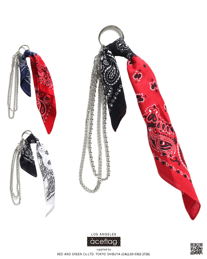 ACEFLAG（エースフラッグ） バンダナ ペイズリー柄 ウォレットチェーン
