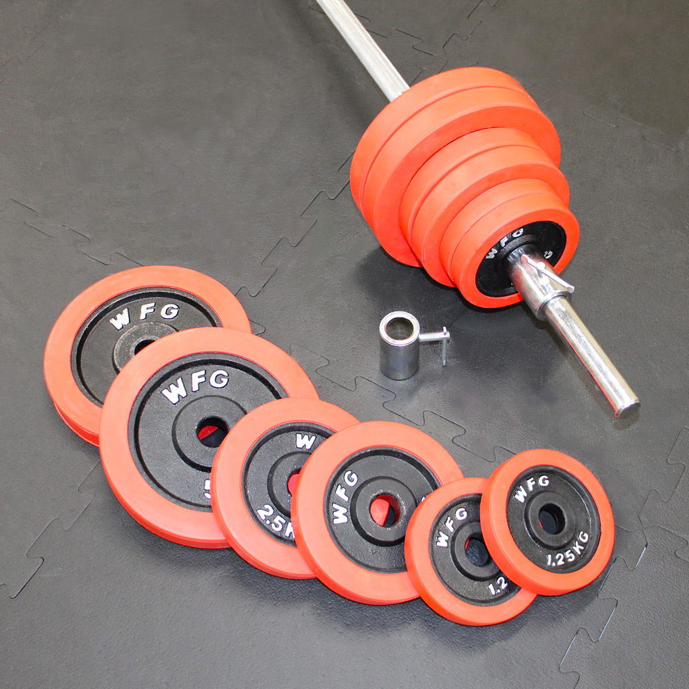 WILD FIT（ワイルドフィット） バーベルセット 45kg 赤ラバー
